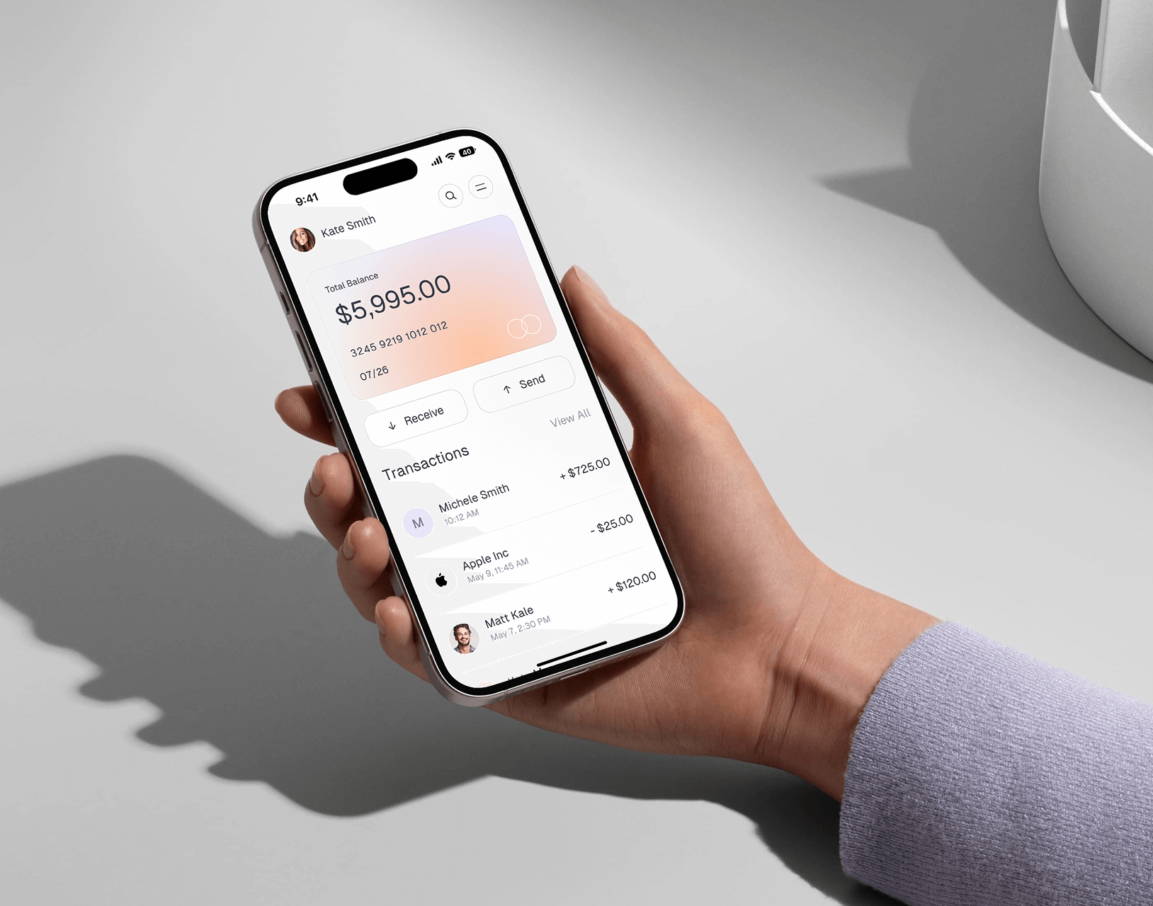 Banking app transaction summary screen